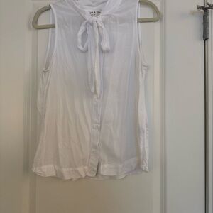 Cloth & Stone White Button-Down Blouse with Tie